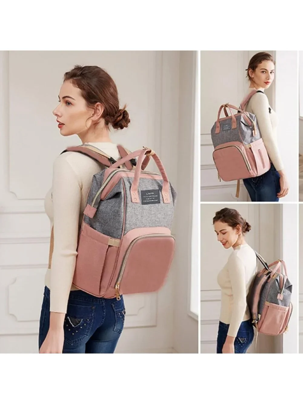 Stylish Waterproof Diaper Bag Backpack with Changing Station & USB Port - Large